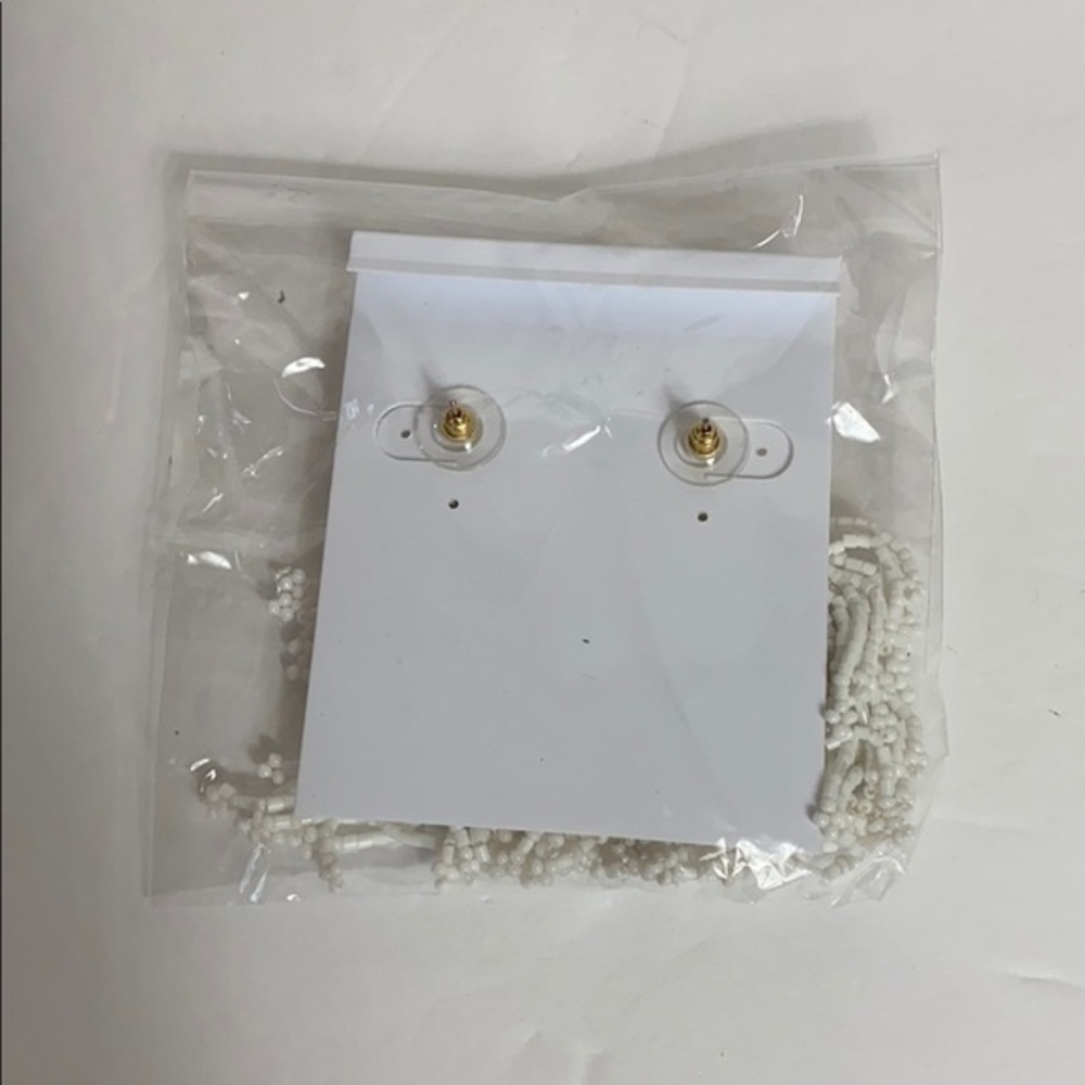 Panacea White Beaded Tassel Earrings.  NWT - Picture 4 of 4